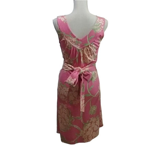 Lilly Pulitzer V-Neck Silk Belted Dress Sleeveless - Picture 4 of 7